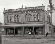 Elson chemist and Dutton bookshop on Courtenay Place, Wellington, between 1896 and 1897